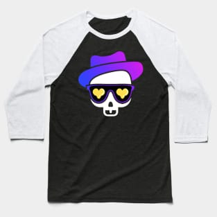 Purple Cowboy Skull Hearts Retro Colorful Hearts Baseball T-Shirt